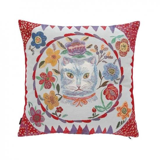 ナタリー・レテ】クッションカバー ブルー・キャット 青猫のゴブラン