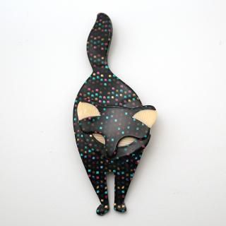 Lea stein Paris ブローチ 猫 フランス リアスタン LEA STEIN(リア・スタン)猫の顔のブローチ - アンティーク