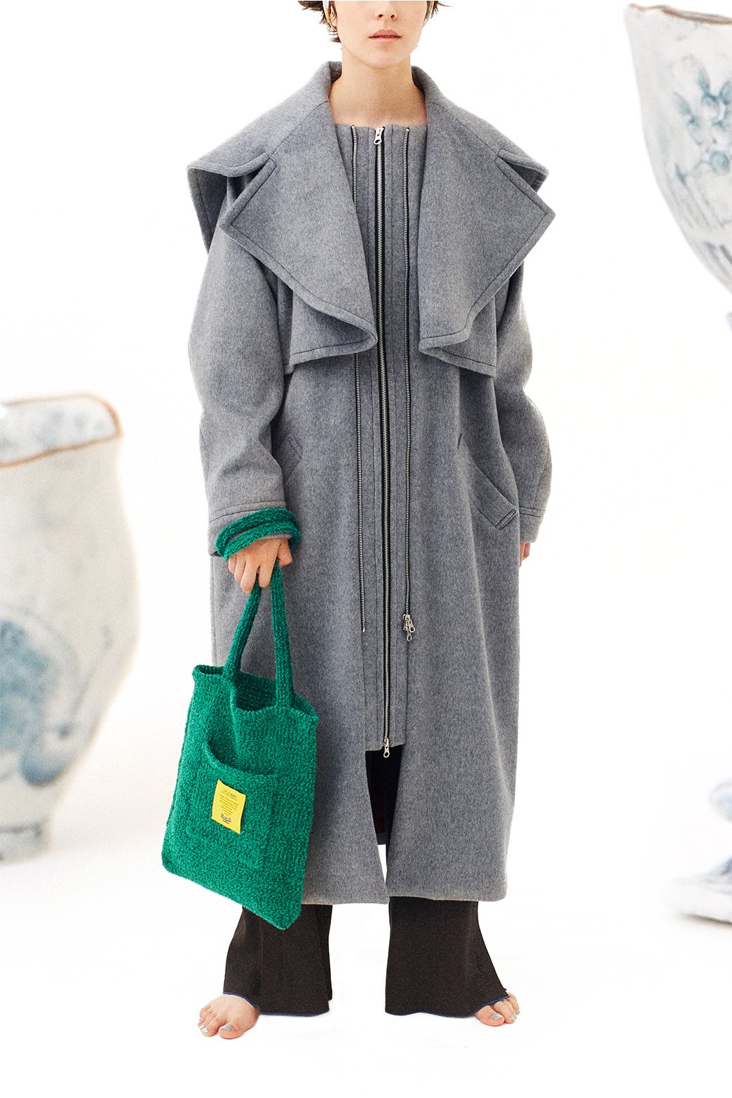 GHOST PARTY / lambwool layered coat - Romei