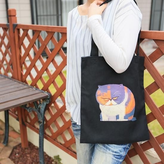 にらみ猫イラストバッグ（レターパックにて発送） - 猫用品のKocka