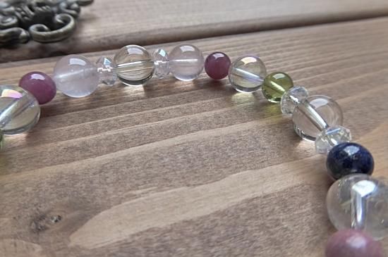 パワーストーン⑤ 1点物】人気◇マルチカラー スーパーセブン 7.5mm ブレスレット
