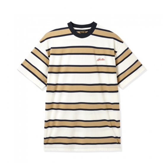 <img class='new_mark_img1' src='https://img.shop-pro.jp/img/new/icons50.gif' style='border:none;display:inline;margin:0px;padding:0px;width:auto;' />BUTTER GOODS Хå Pine Stripe Tee ѥ󥹥ȥ饤ץƥ TAN/NAVY