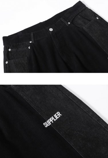 SUPPLIER サプライヤー SPLIT CORDUROY DENIM スプリットコーデュロイデニム BLACK - EIGHTY'S  ANTIQUES ONLINE SHOP