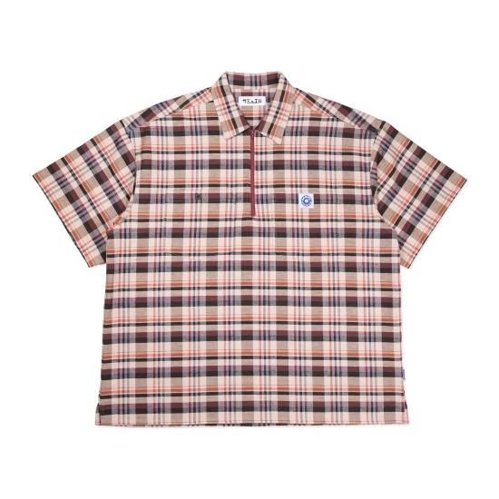 <img class='new_mark_img1' src='https://img.shop-pro.jp/img/new/icons15.gif' style='border:none;display:inline;margin:0px;padding:0px;width:auto;' />SAMUEL ߥ奨 HALF ZIP S/S CHECK WORK SHIRTS ϡեåץ硼ȥ꡼֥åѥ BROWN