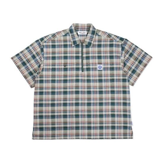 <img class='new_mark_img1' src='https://img.shop-pro.jp/img/new/icons15.gif' style='border:none;display:inline;margin:0px;padding:0px;width:auto;' />SAMUEL ߥ奨 HALF ZIP S/S CHECK WORK SHIRTS ϡեåץ硼ȥ꡼֥åѥ GREEN