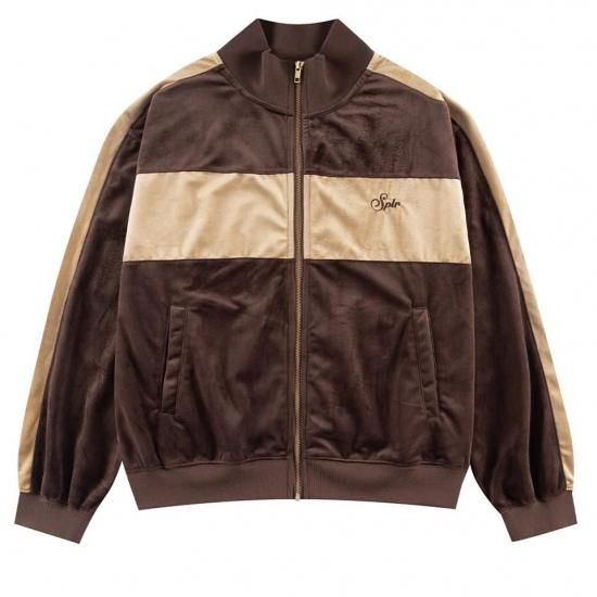 <img class='new_mark_img1' src='https://img.shop-pro.jp/img/new/icons15.gif' style='border:none;display:inline;margin:0px;padding:0px;width:auto;' />SPLR ԡ륢 VELOUR TRACK JACKET ٥ȥå㥱å BROWN