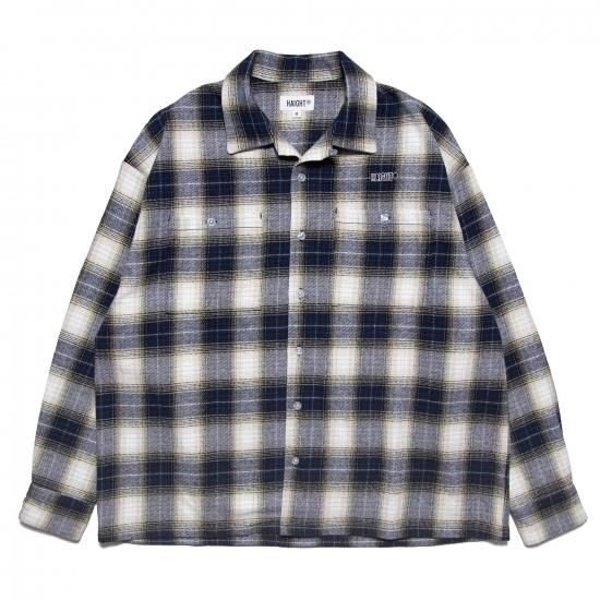 <img class='new_mark_img1' src='https://img.shop-pro.jp/img/new/icons15.gif' style='border:none;display:inline;margin:0px;padding:0px;width:auto;' />HAIGHT إ OMBRE CHECK OPEN COLLAR SHIRT ֥åץ󥫥顼 NAVY