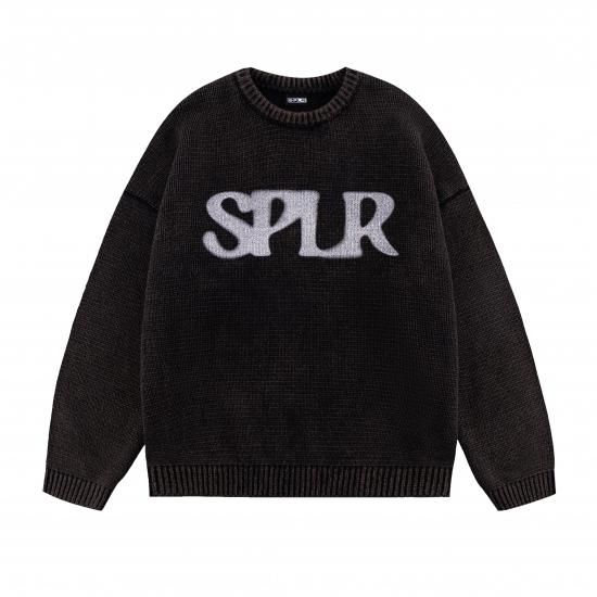 <img class='new_mark_img1' src='https://img.shop-pro.jp/img/new/icons15.gif' style='border:none;display:inline;margin:0px;padding:0px;width:auto;' />SPLR エスピーエルアール DUST WASHED CREW KNIT ダストウォッシュドクルーニット BLACK
