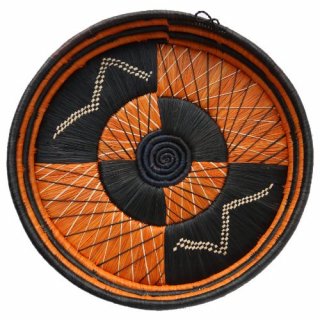 <img class='new_mark_img1' src='https://img.shop-pro.jp/img/new/icons14.gif' style='border:none;display:inline;margin:0px;padding:0px;width:auto;' />UGANDA BASKET FLAT CIRCLE #ORANGE BROWN BLACK - AFRICAN COLLECTION -