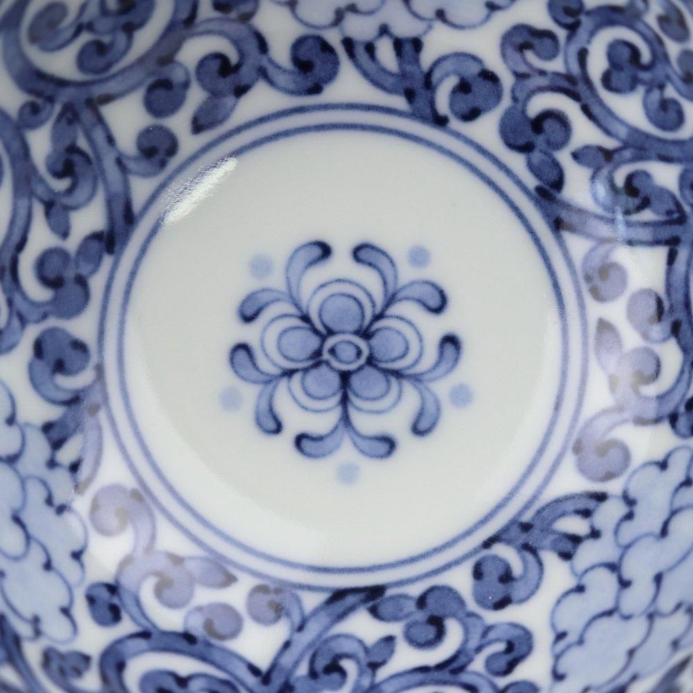 有田焼　貴祥窯　染付草花文　桔梗縁小鉢揃　5個セット 波佐見焼 染付 五弁花唐草 桔梗小付 ミニ 小鉢 珍味 かわいい