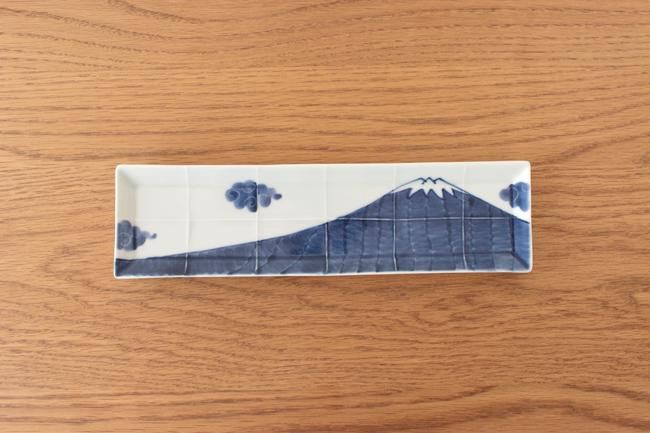 長角皿 富士山（青） - カネアオ