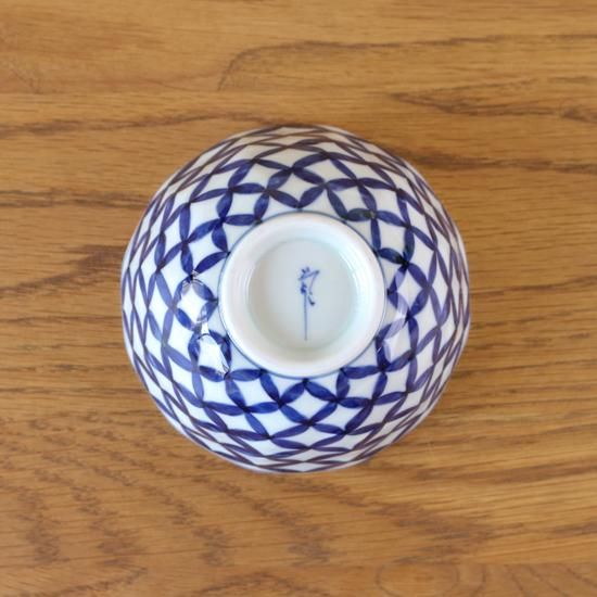 面取飯碗（大）染付七宝紋 - カネアオ
