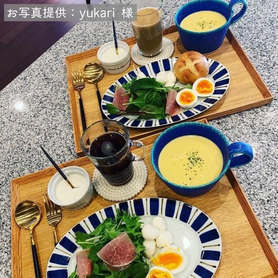 リム楕円皿（大）呉須錆十草 - カネアオ
