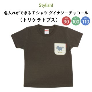 Stylish! 名入れができるTシャツ ダイナソーチャコール（トリケラトプス）SIZE：90・100・110