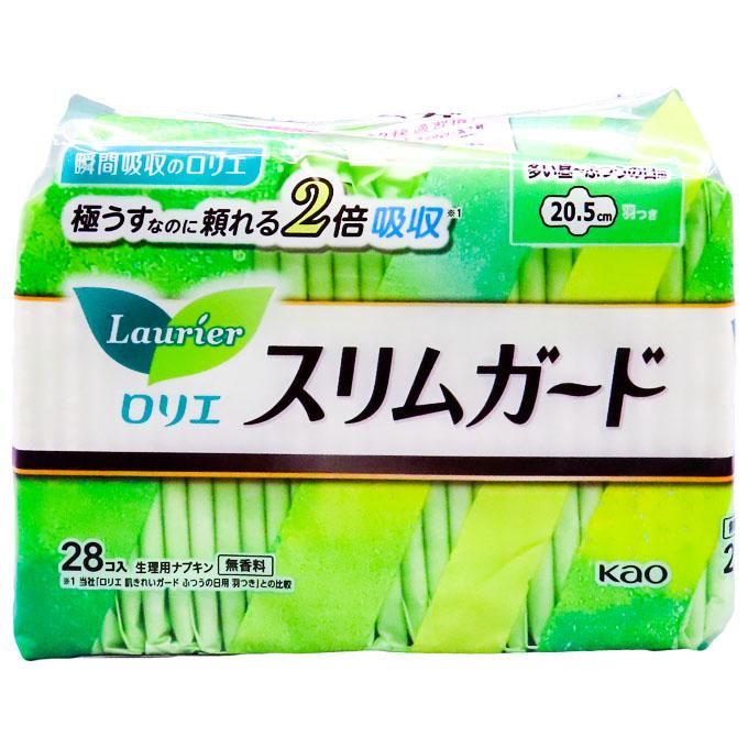 ロリエ スリムガード 多い昼~ふつうの日用羽つき 28コ入(医薬部外品) 福江薬局ネットショップ 花王 ロリエ 肌きれいガード ふつうの日用 羽なし 28コ入