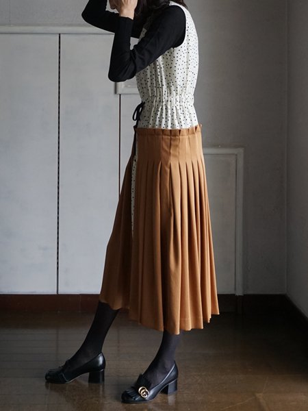 AKIKOAOKI アキコアオキ Pleated combi dress- BELA VISTA Since1989