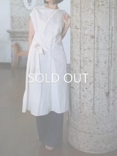 leur logette ルールロジェット　couture linen Dress ribbon　offwhite 