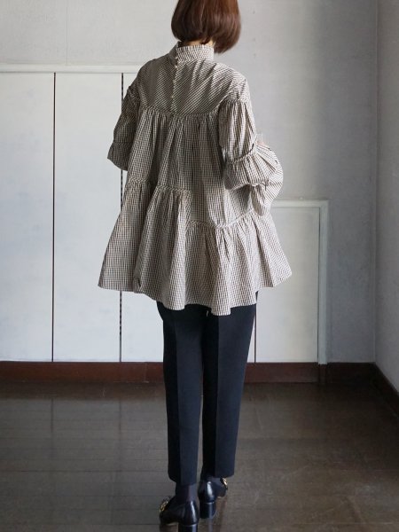 leur logette ルールロジェット Theater check blouse- BELA VISTA