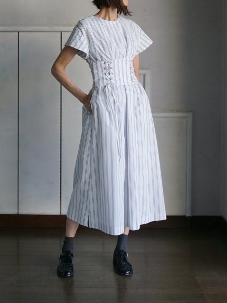 AKIKOAOKI アキコアオキ corset dress (blue stripes)- BELA VISTA ...