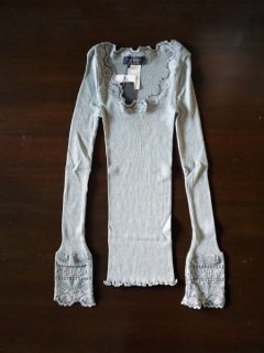 ROSEMUNDE ロサムンド lace long sleeves top -silk LIGHT GRAY MERANGE