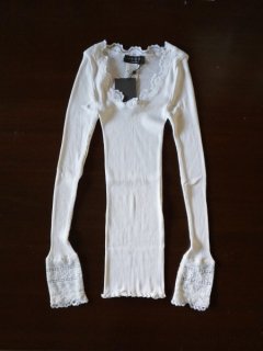 ROSEMUNDE  lace long sleeves top -silk NEW WHITE