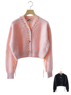 leur logette 롼å cashmere fur finish cardigan