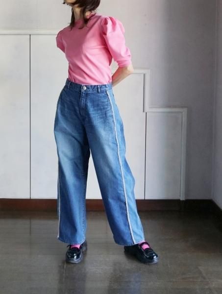 【美品】ルールロジェット ハイウエストデニムパンツ ビジュー サイズ0 12oz denim pants （with bijou