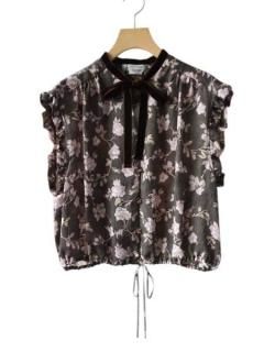leur logette 롼å room flower cupra print top