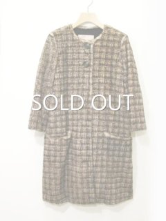 KARL DONOGHUE ラビットファーツィードプリントコート ★sale30％OFF