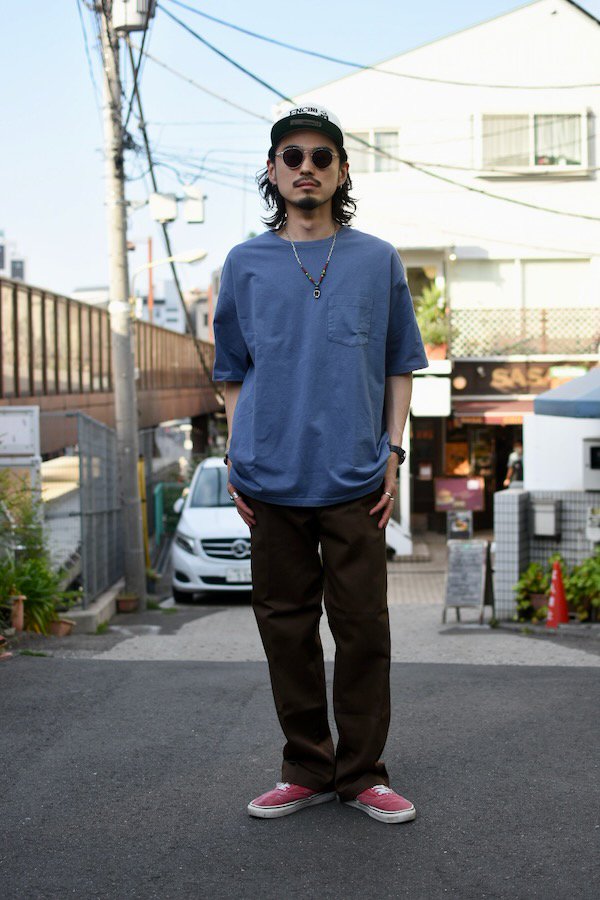  (cal o line) エンシニータス別注  solid color s/s  pocket tee