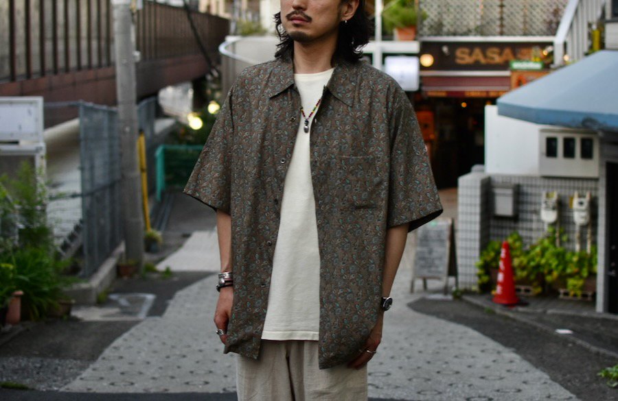  ( TOWNCRAFT )  50S OPEN SS SHIRTS PAISLEY GREY