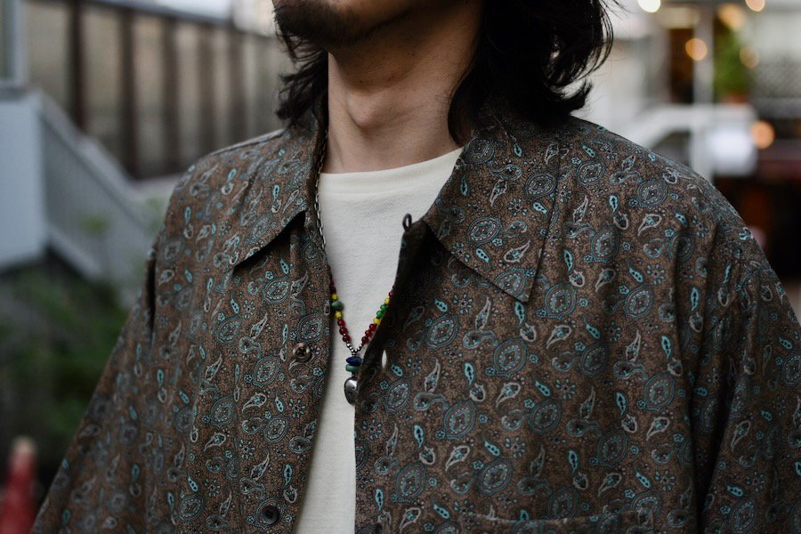  ( TOWNCRAFT )  50S OPEN SS SHIRTS PAISLEY GREY