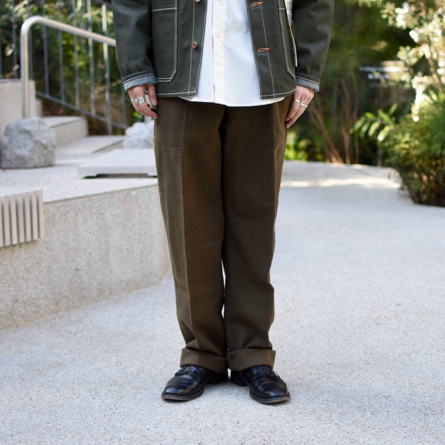  ( dead stock military ) 50's-60's FRENCH ARMY M52 2TUCK WOOL TROUSERS