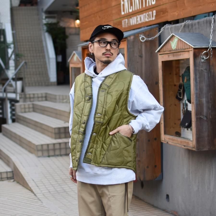 豊富なギフト トップス oddment vest liner quilting military 