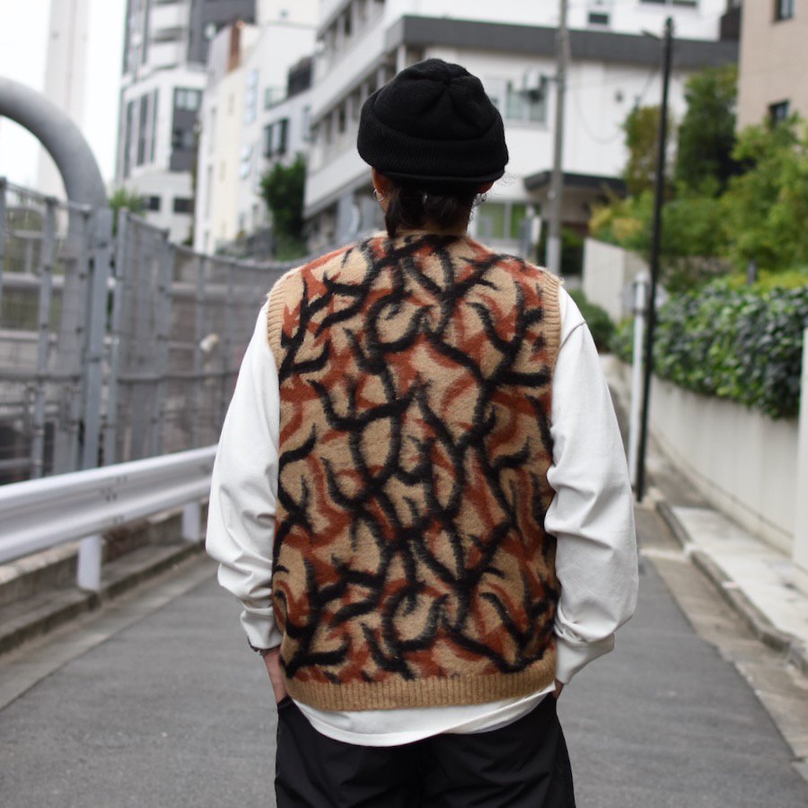 ( TOWNCRAFT ) SHAGGY PATTERN ZIP VEST