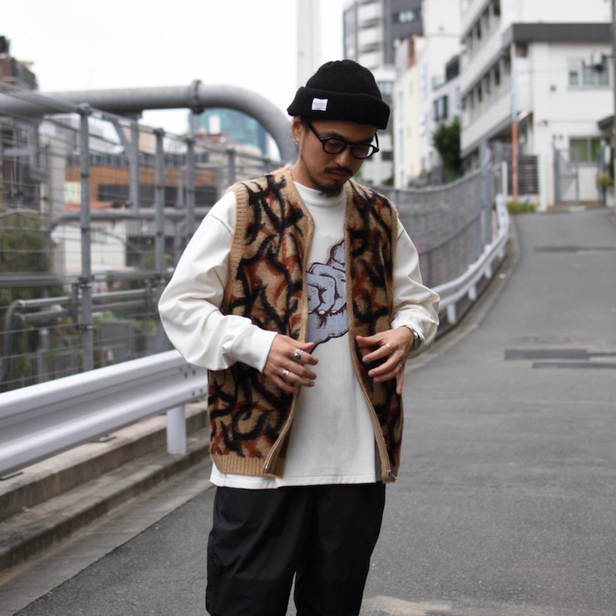 ( TOWNCRAFT ) SHAGGY PATTERN ZIP VEST