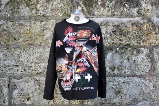 インク (ink) CRACK L/S VINTAGE METAL T-SHIRT BLACK