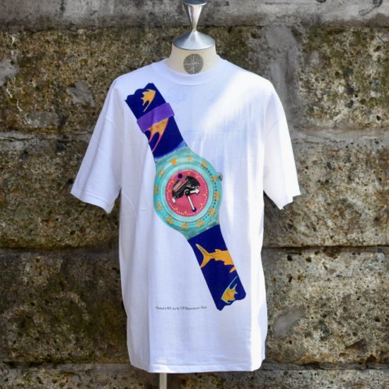 デッドストック ( DEADSTOCK ) 80's SWATCH T-SHIRTS Type1 / スウォッチロゴ Tシャツ メンズ レディース  - エンシニータス