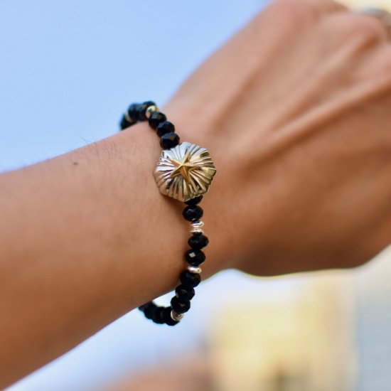 アカシックツリー ( AKASHIC TREE ) SUNBURST CONCHO ONYX BRACELET / シルバー オニキス ブレスレット  BLACK メンズ レディース - エンシニータス