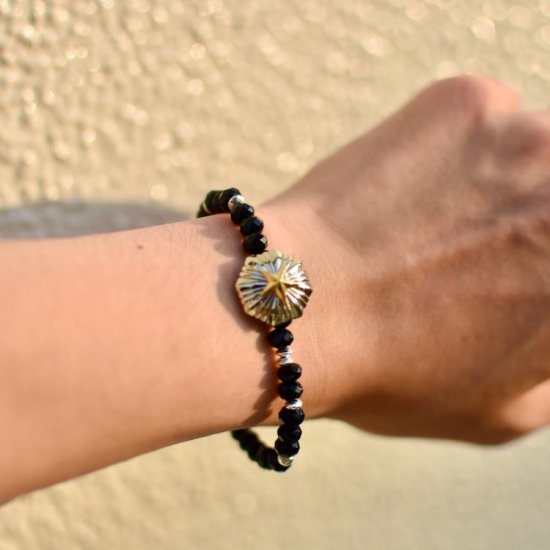 アカシックツリー ( AKASHIC TREE ) SUNBURST CONCHO ONYX BRACELET / シルバー オニキス ブレスレット  BLACK メンズ レディース - エンシニータス