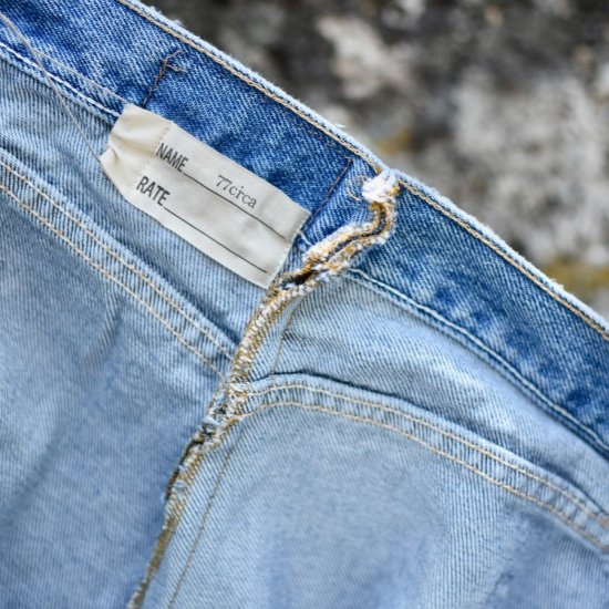 ナナナナサーカ( 77circa ) circa make fringe slim denim pants blue