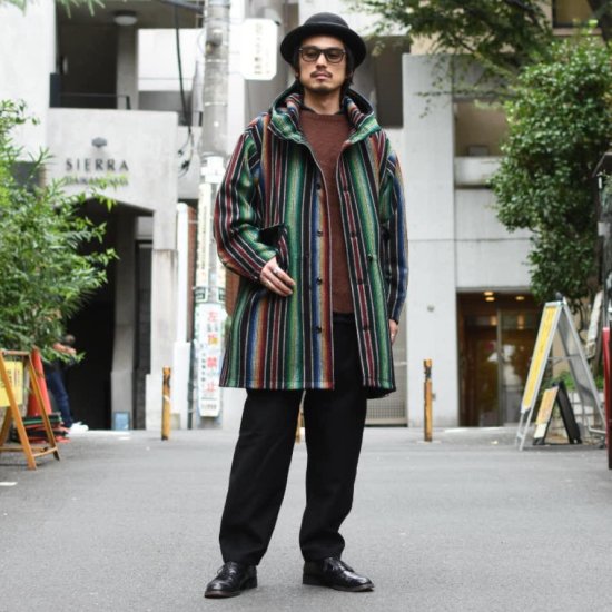 モニタリー【 MONITALY 】CZECH COAT WOOL FLANNEL SARAPE BLACK / セラーぺ ミリタリー コート MADE  IN USA メンズ レディース - エンシニータス