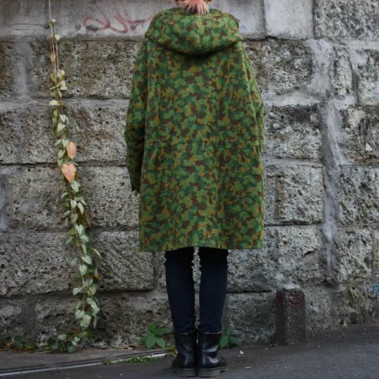 モニタリー【 MONITALY 】CZECH COAT W/FROG CLOSURE JAQUARD COTTONGREEN CAMO / カモ  ミリタリー コート MADE IN USA メンズ レディース - エンシニータス