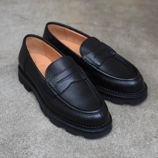 ユケテン【 YUKETEN 】FRENTALY LOAFER SCOTCH GRAIN LEATHER / フレンタリー ローファー トスカーナ  PALERMO BLACK イタリア製 グッドイヤーウェルト製法 - エンシニータス