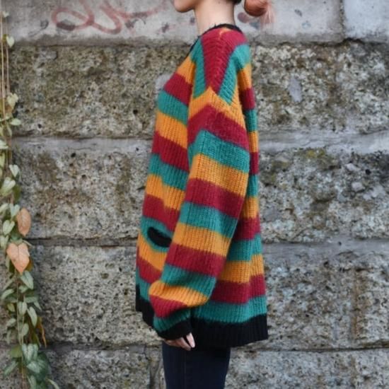キャルオーライン ( CAL O LINE ) STRIPE MOHAIR CARDIGAN キャルオーライン ( CAL O LINE ) STRIPE MOHAIR CARDIGAN