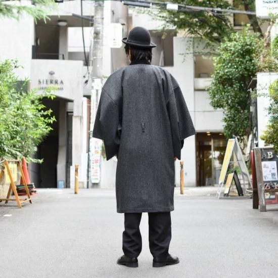 【代引き不可】 モニタリー【 MONITALY BLACK PLAID FLANNEL WOOL COAT 】KIMONO ジャケット・アウター