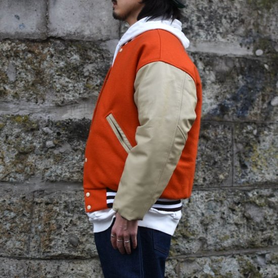 コールマンニッティングミルズ ( COLEMAN KNITTING MILLS ) Encinitas別注 ”Letterman Jacket ” /  スタジャン アメリカ製 ORANGE メンズ レディース - エンシニータス