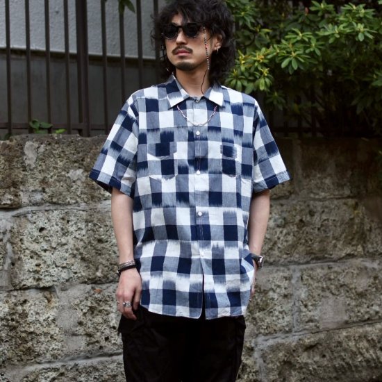 ポストオーバーオールズ ( POST O'ALLS ) NEUTRA 3 S/S IKAT CHECK