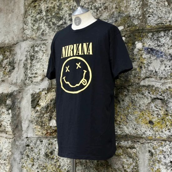 90s】NIRVANA 1992 スマイルロゴ オフィシャル バンド Tシャツ - T