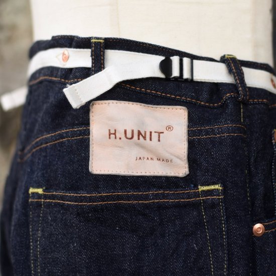 エイチユニット ( H.UNIT ) DENIM WAIST SQUEEZE 5P PANT / デニム スクイーズ パンツ 日本製 13oz  INDIGO メンズ レディース - エンシニータス